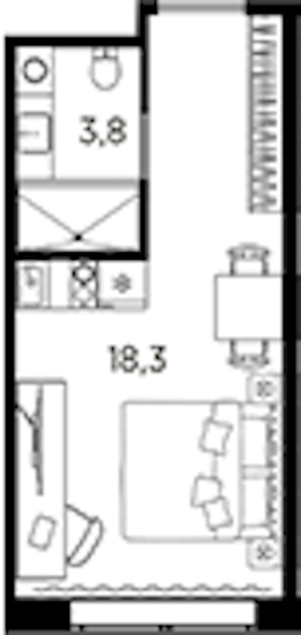 Квартира студия 22.1 м², 5/13 эт., ЖК «AVENIR Industrial»